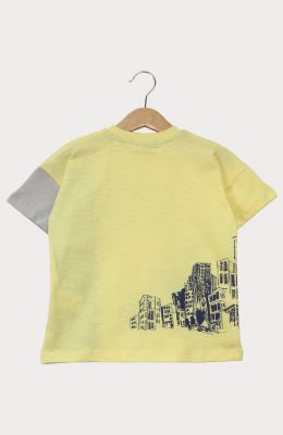 تیشرت یکرو اسلپ دو رنگ جیب دار