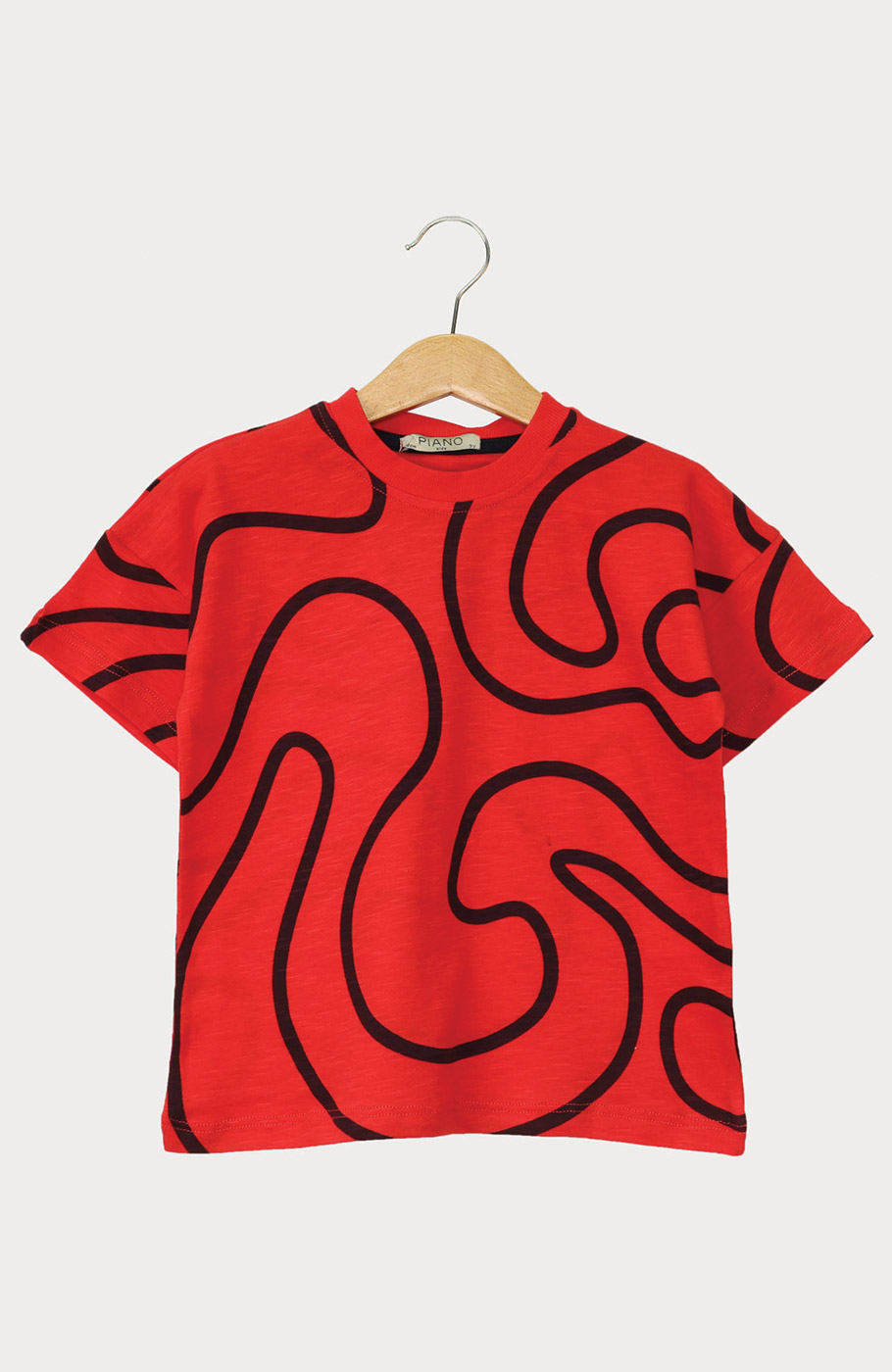 تیشرت یکرو اسلپ آستین افتاده تمام چاپ