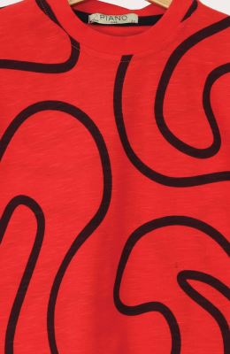 تیشرت یکرو اسلپ آستین افتاده تمام چاپ