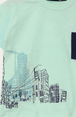 تیشرت یکرو اسلپ دو رنگ جیب دار