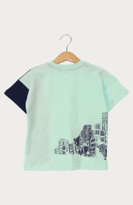 تیشرت یکرو اسلپ دو رنگ جیب دار