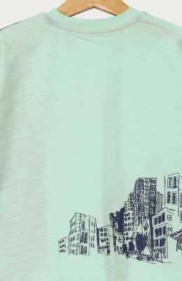 تیشرت یکرو اسلپ دو رنگ جیب دار