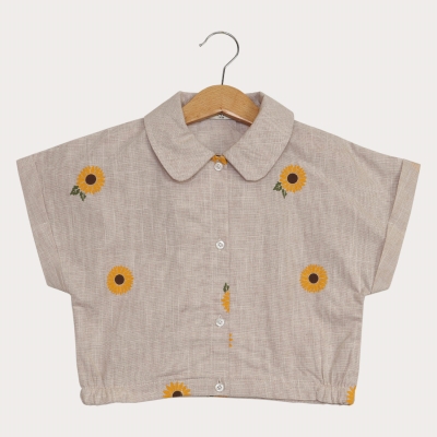 شومیز لینن اسلپ آستین کوتاه