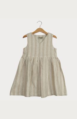 پیراهن لینن راه راه یقه هفت