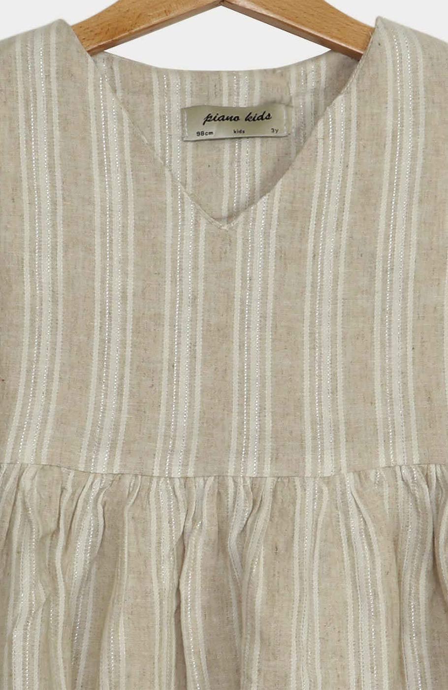 پیراهن لینن راه راه یقه هفت