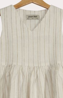 پیراهن لینن راه راه یقه هفت