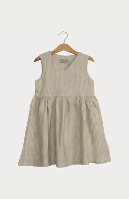 پیراهن لینن راه راه یقه هفت