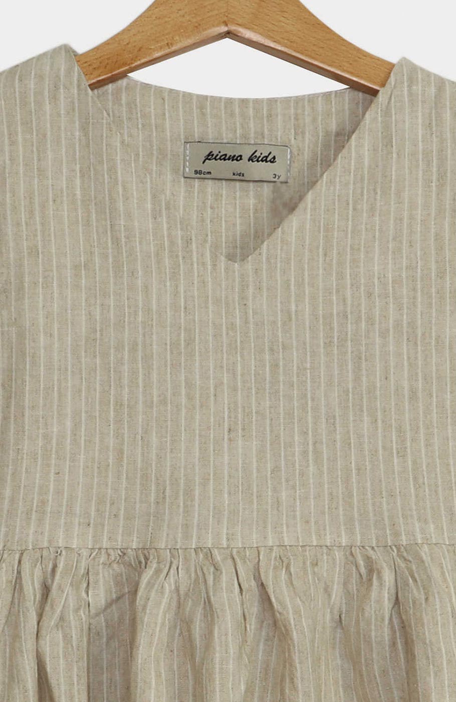 پیراهن لینن راه راه یقه هفت