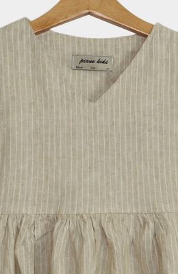 پیراهن لینن راه راه یقه هفت