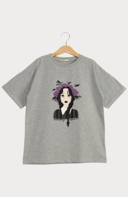 تیشرت یکرو لایکرا آستین افتاده پاکتی