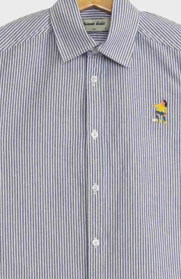 شومیز نساجی ساده بافت راه راه ریز آستین کوتاه