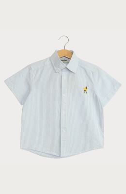 شومیز نساجی ساده بافت راه راه ریز آستین کوتاه