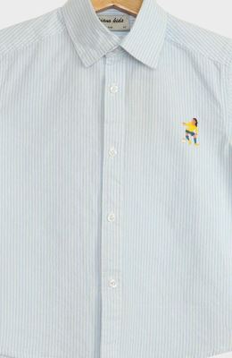 شومیز نساجی ساده بافت راه راه ریز آستین کوتاه