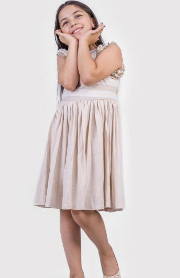 پیراهن آستین حلقه ای چین دار