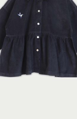 شومیز مخمل کبریتی آستین بلند چین دار