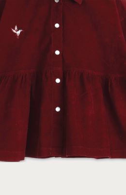 شومیز مخمل کبریتی آستین بلند چین دار