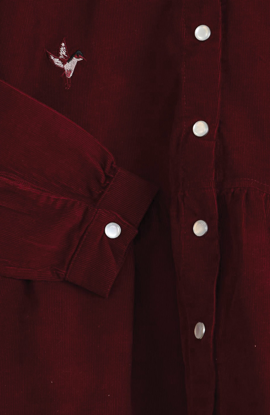 شومیز مخمل کبریتی آستین بلند چین دار