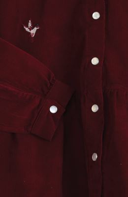 شومیز مخمل کبریتی آستین بلند چین دار