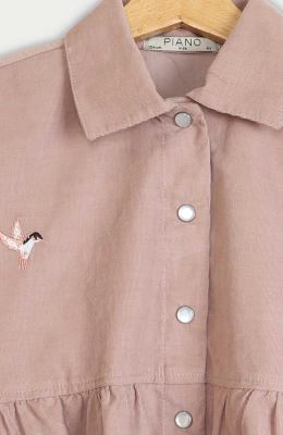 شومیز مخمل کبریتی آستین بلند چین دار