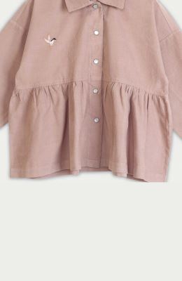 شومیز مخمل کبریتی آستین بلند چین دار