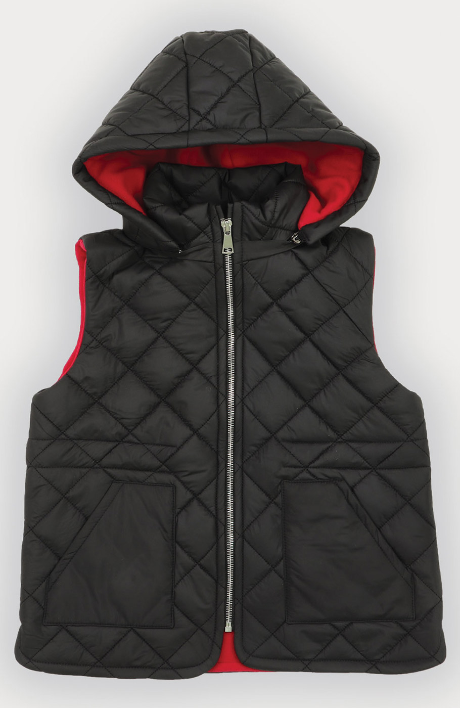 ژیله پافر کوتاه طرح لوزی با کلاه جدا شونده