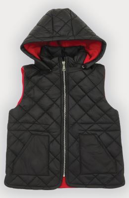 ژیله پافر کوتاه طرح لوزی با کلاه جدا شونده