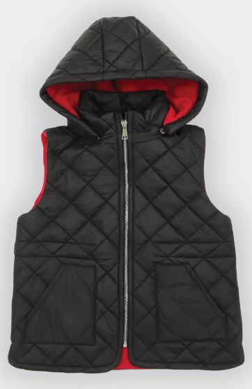 ژیله پافر کوتاه طرح لوزی با کلاه جدا شونده