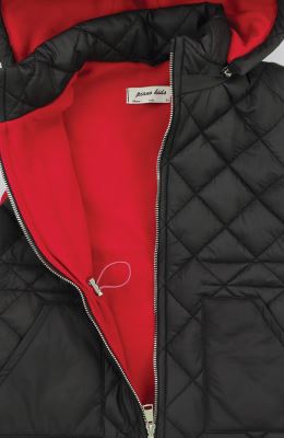 ژیله پافر کوتاه طرح لوزی با کلاه جدا شونده