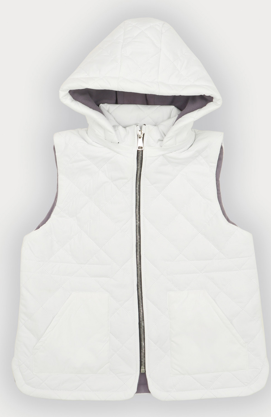 ژیله پافر کوتاه طرح لوزی با کلاه جدا شونده