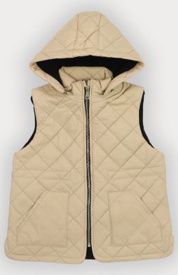 ژیله پافر کوتاه طرح لوزی با کلاه جدا شونده