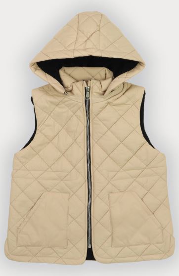 ژیله پافر کوتاه طرح لوزی با کلاه جدا شونده