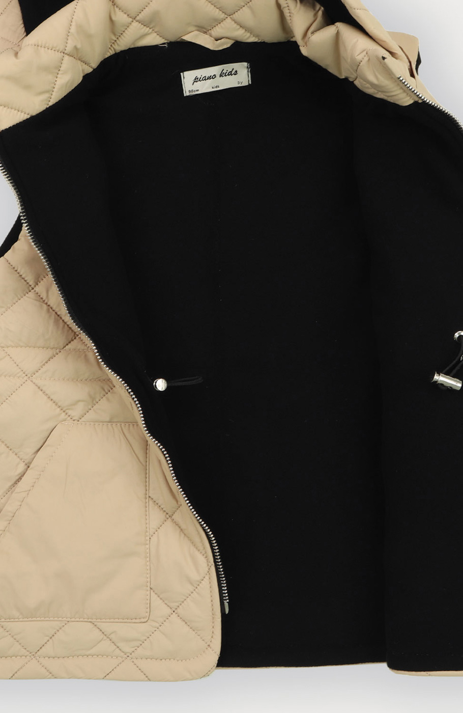 ژیله پافر کوتاه طرح لوزی با کلاه جدا شونده