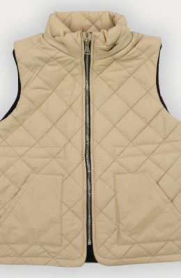 ژیله پافر کوتاه طرح لوزی با کلاه جدا شونده