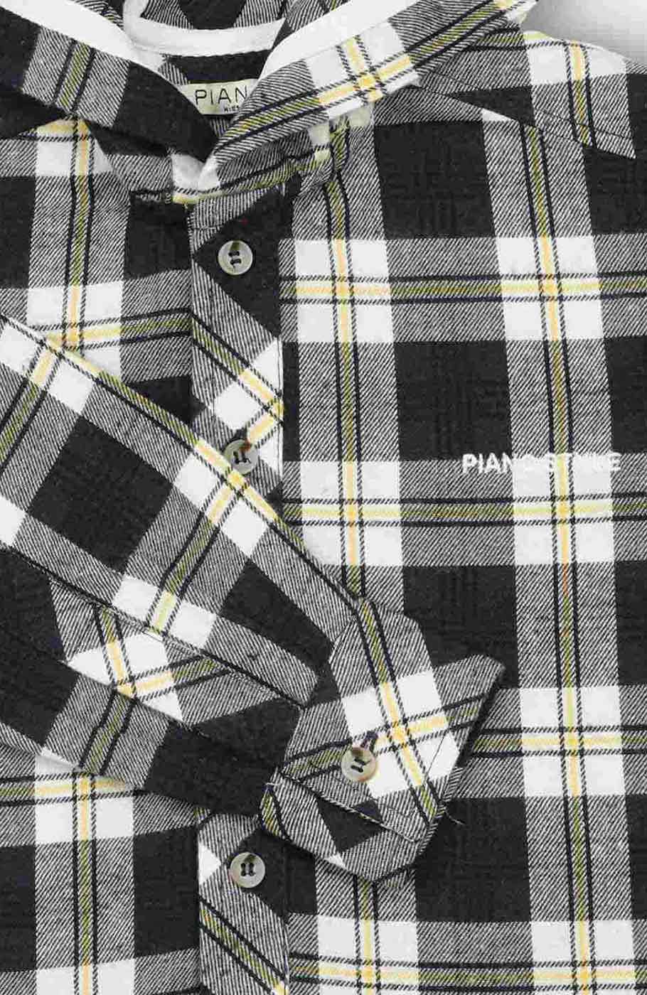 شومیز فلانل کلاهدار آستین بلند