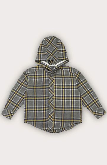 شومیز فلانل کلاهدار آستین بلند