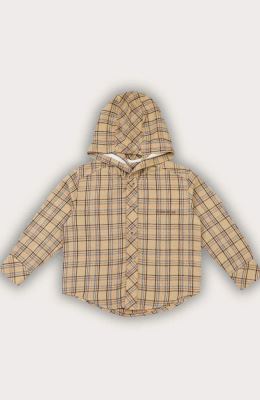 شومیز فلانل کلاهدار آستین بلند