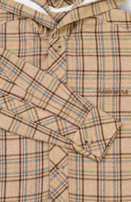 شومیز فلانل کلاهدار آستین بلند