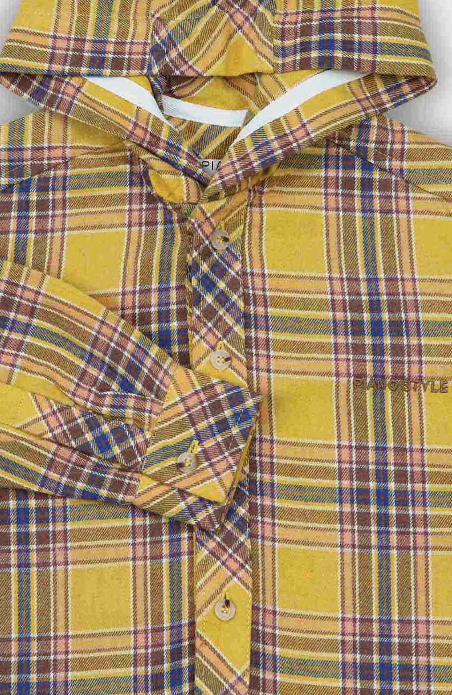 شومیز فلانل کلاهدار آستین بلند