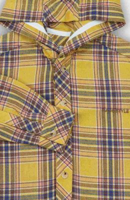 شومیز فلانل کلاهدار آستین بلند