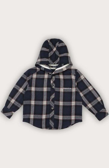 شومیز فلانل کلاهدار آستین بلند