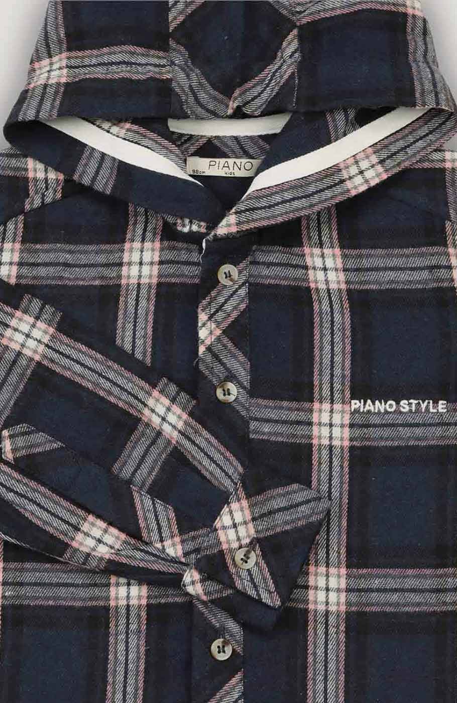 شومیز فلانل کلاهدار آستین بلند