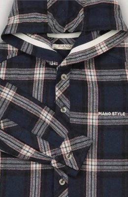 شومیز فلانل کلاهدار آستین بلند