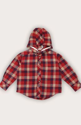 شومیز فلانل کلاهدار آستین بلند