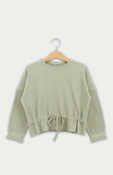 بلوز پنبه لایکرا سوزن خالی کمر گت دار(ست با 10260)