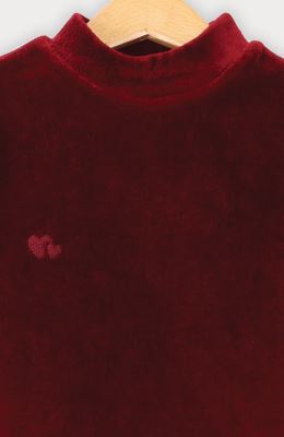 بلوز مخمل کبریتی یقه سه سانت