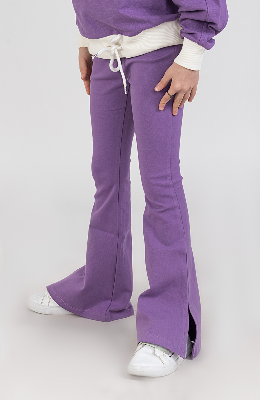 شلوار فاینریب دمپا گشاد پهلو چاک دار (ست با 10288)