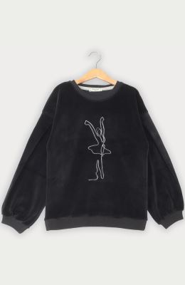 بلوز مخمل آستین پیلی دار