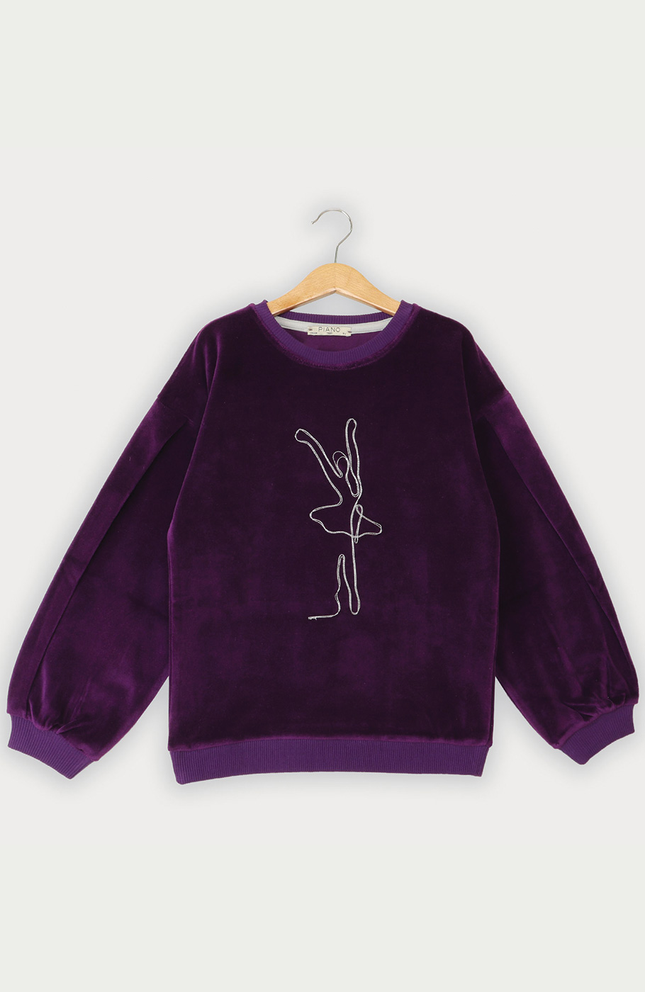 بلوز مخمل آستین پیلی دار