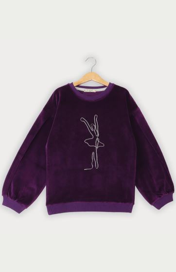 بلوز مخمل آستین پیلی دار