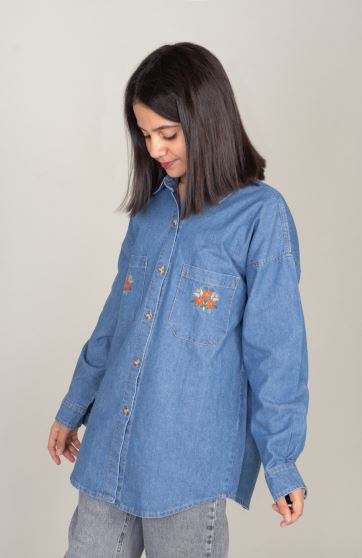 شومیز جین آستین بلند